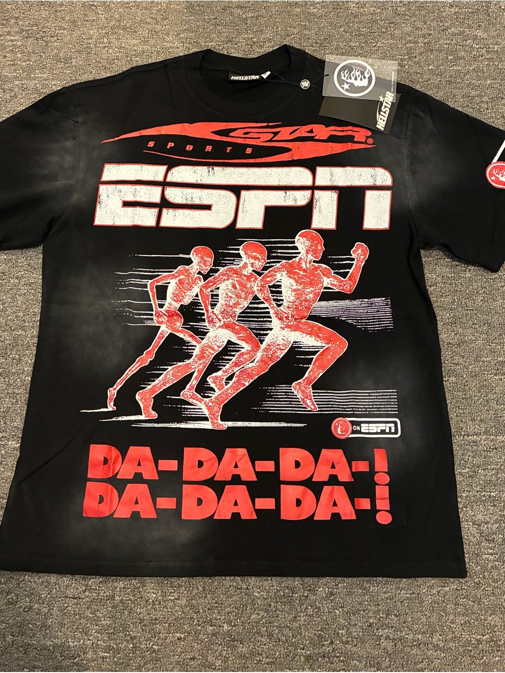 ESPN Men's Black Short Sleeve Graphic Tee with Red Print